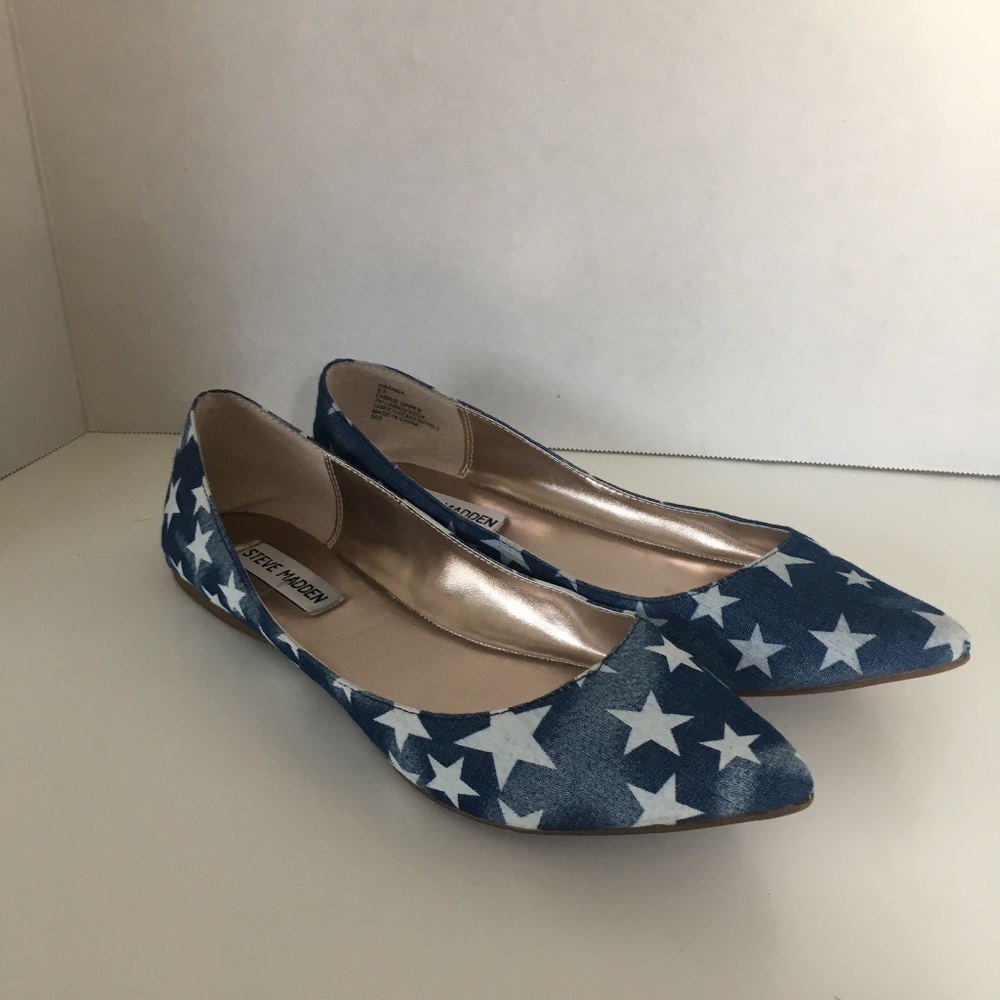 Steve Madden Haanna Blue and White Star Flats #294